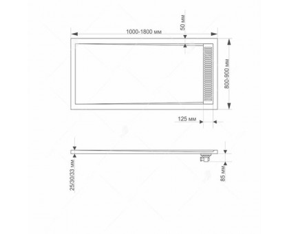 Душевой поддон RGW STM-G 90x100 см, прямоугольный, искусственный камень, графит